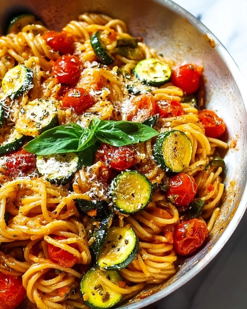 Best Weeknight Tomato Zucchini Pasta - homefoodkitchen