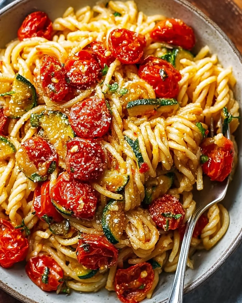 Best Weeknight Tomato Zucchini Pasta - homefoodkitchen