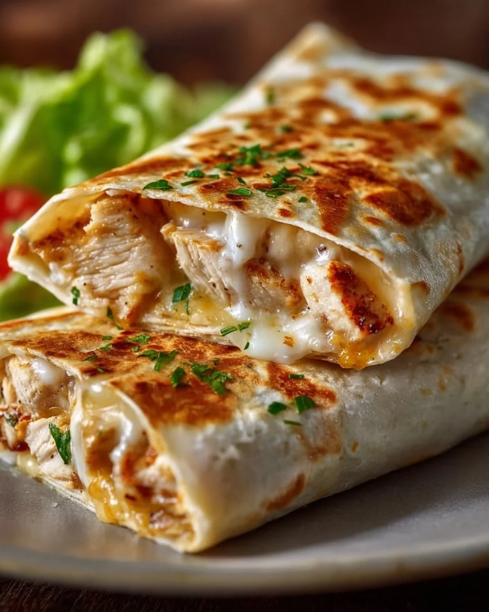 Cheesy Garlic Chicken Wraps