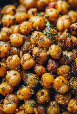 Garlic herb roasted chickpeas in a bowl, perfect snack option.