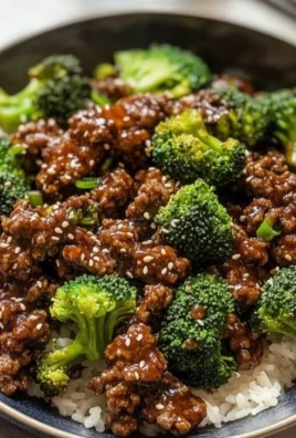 Delicious ground beef and broccoli stir-fry dish served on a plate