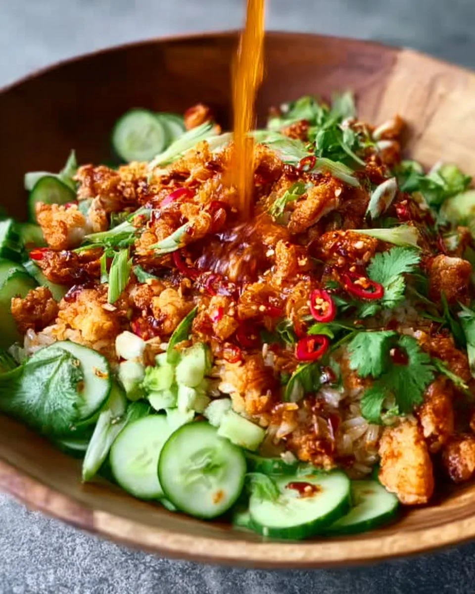 Bang Bang Chicken Crispy Rice Salad