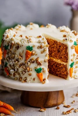Slice of best ever carrot cake with cream cheese frosting on a plate