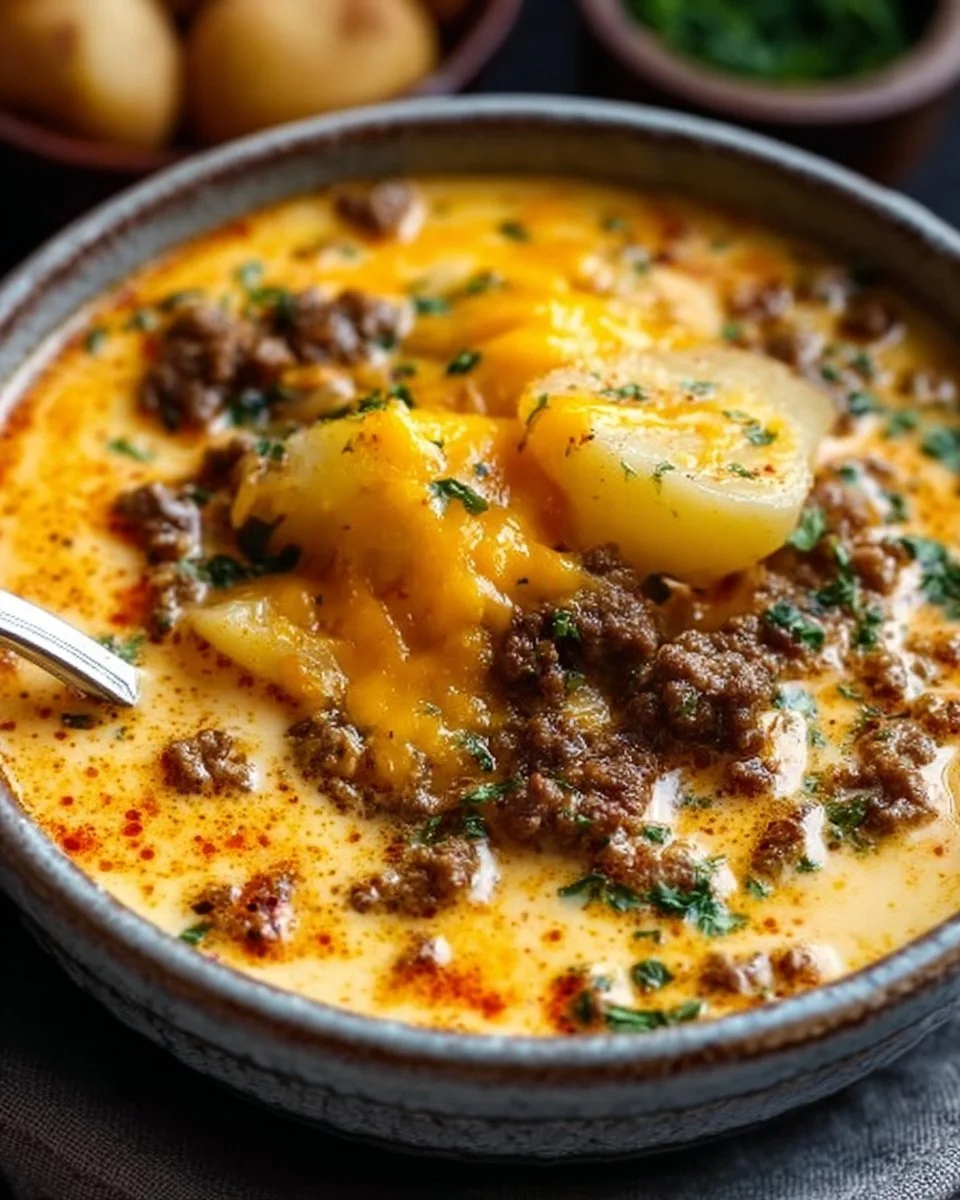 Cheesy Hamburger Potato Soup