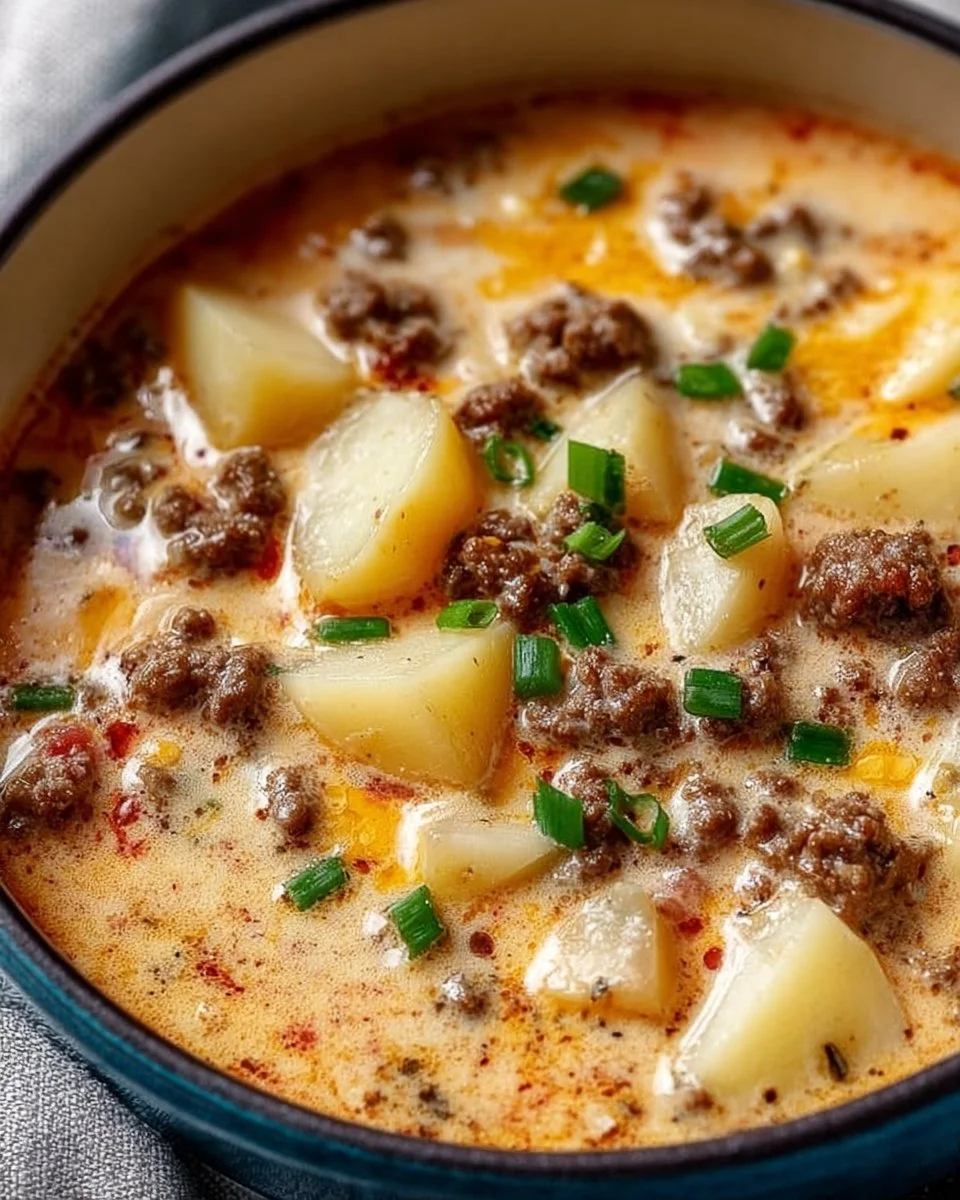 Cheesy Hamburger Potato Soup