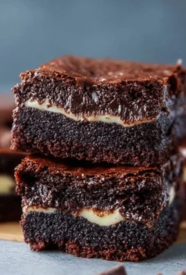 Delicious cottage cheese brownies on a plate, topped with chocolate drizzle.