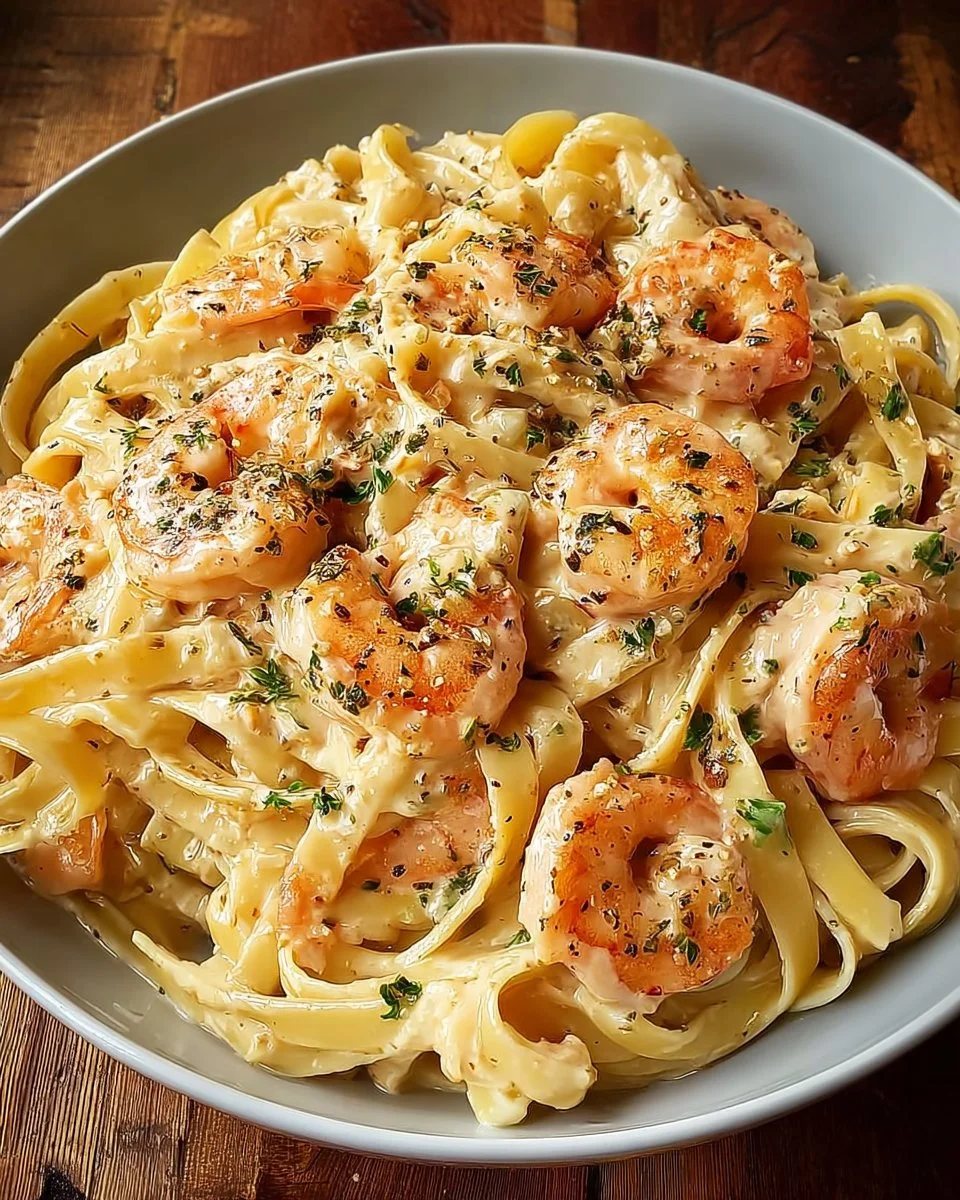 Creamy Shrimp Fettuccine Pasta With Homemade Alfredo Sauce