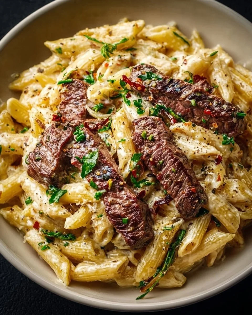 Creamy Steak Pasta Garlic