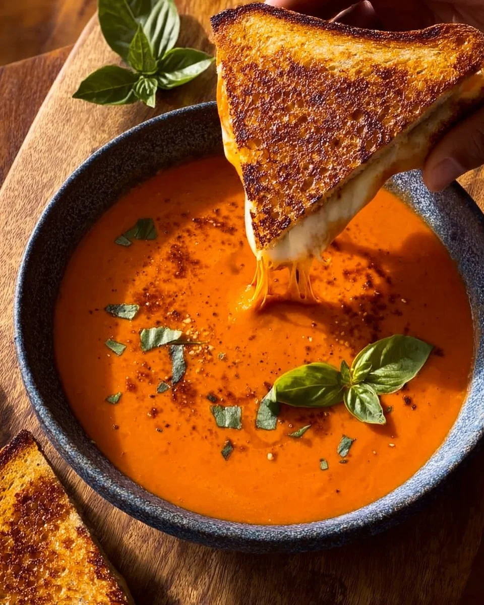 Creamy Tomato Soup with Grilled Cheese