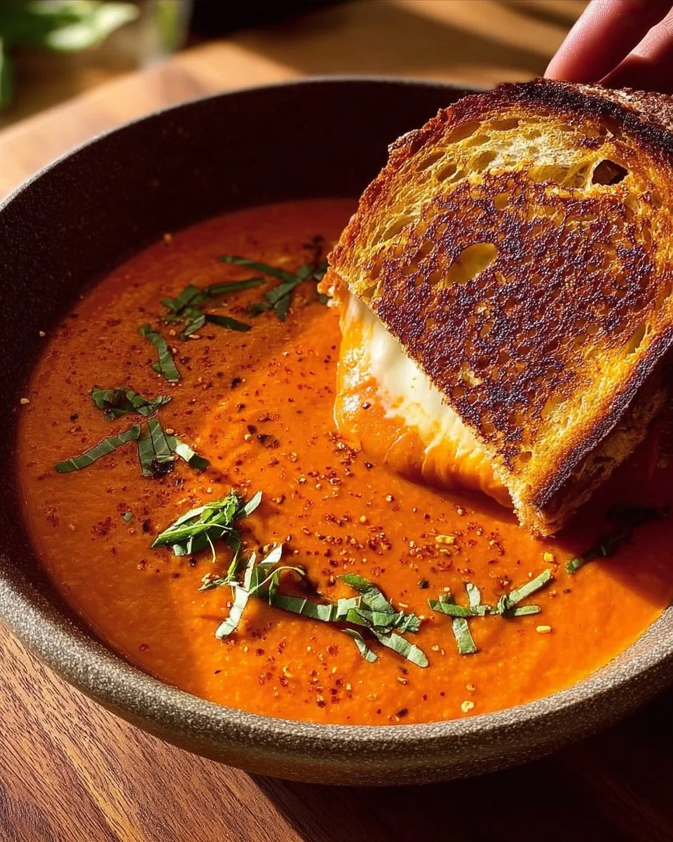 Creamy Tomato Soup with Grilled Cheese