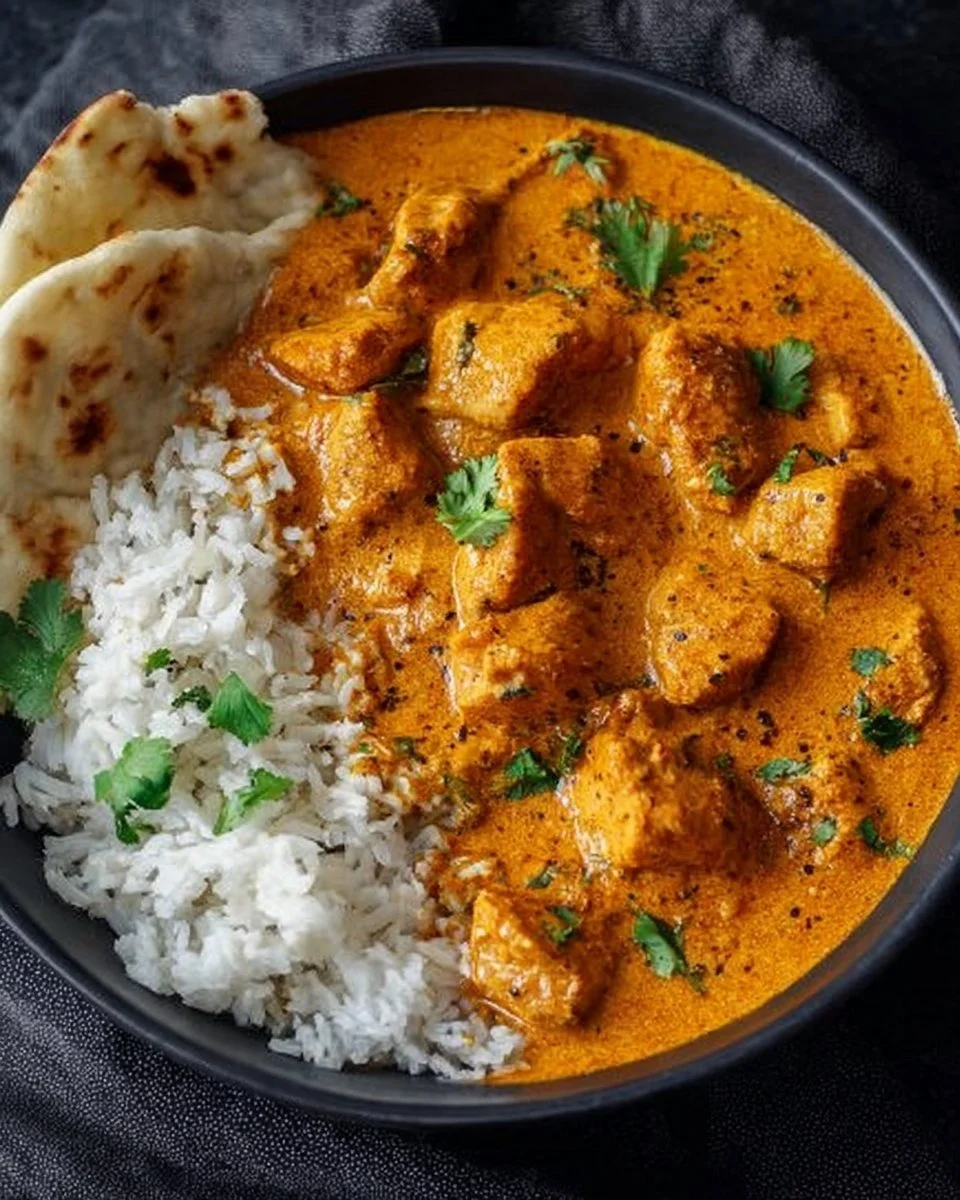 Easy Homemade Chicken Korma with Flatbread or Rice