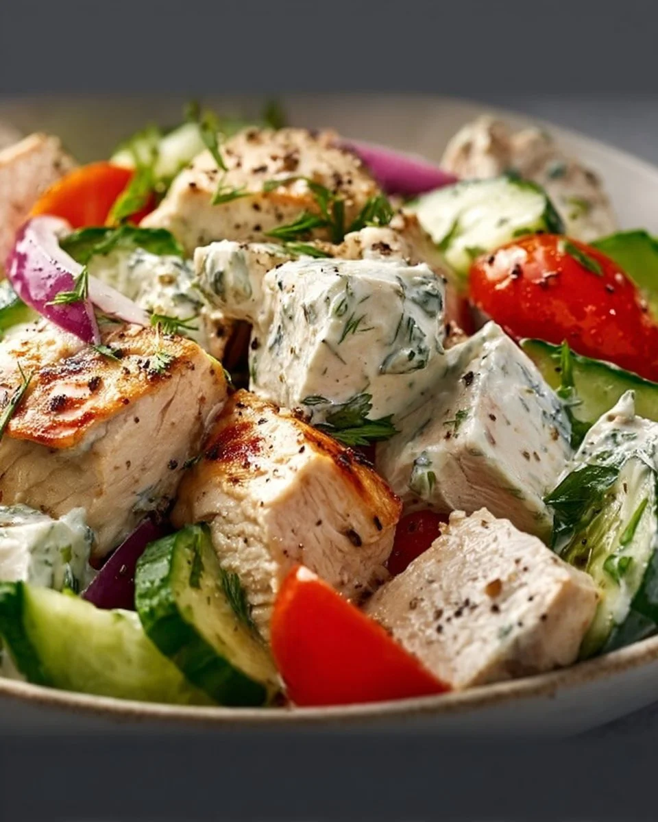 Healthy Mediterranean Tzatziki Chicken Salad