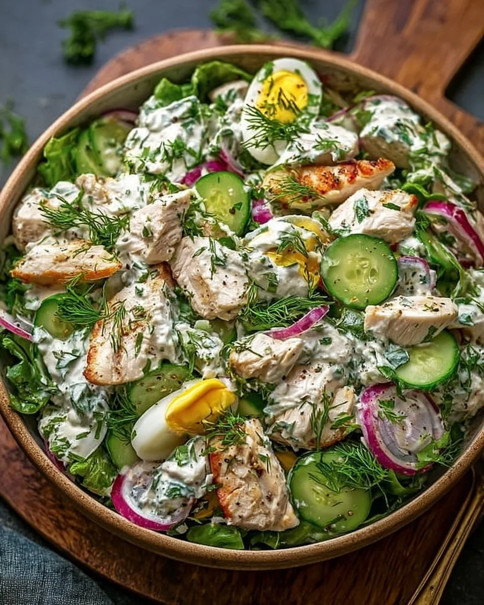 Healthy Mediterranean Tzatziki Chicken Salad