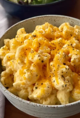 Creamy high protein cottage cheese mac and cheese dish served in a bowl