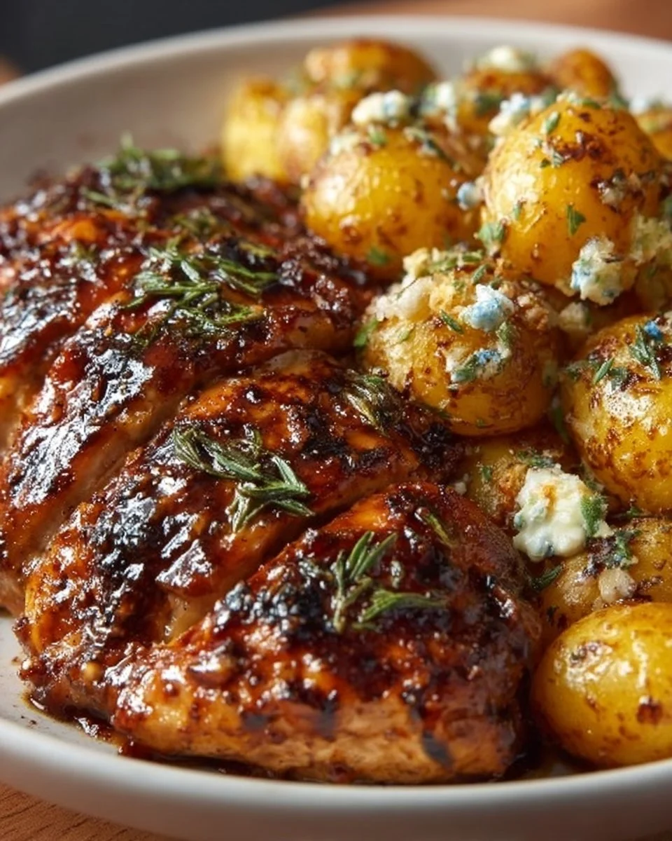 Honey BBQ Chicken with Garlic Parmesan Potatoes