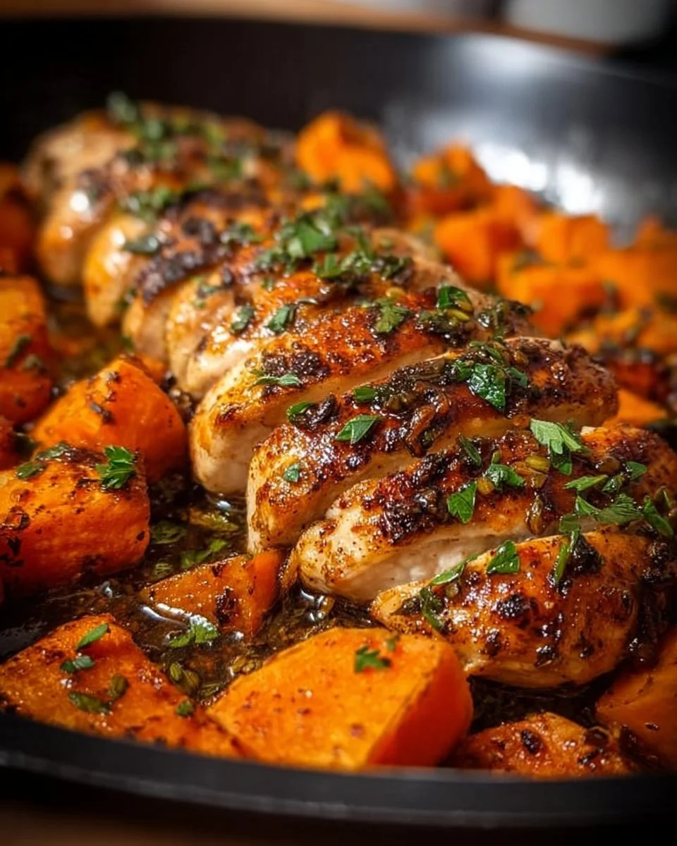 Honey Garlic Chicken with Sweet Potatoes