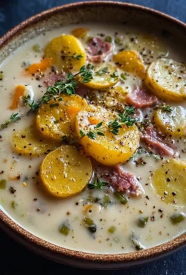 Delicious homemade Irish Potato Soup served in a bowl with herbs