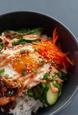 Korean beef rice bowls with colorful vegetables and beef served in a bowl