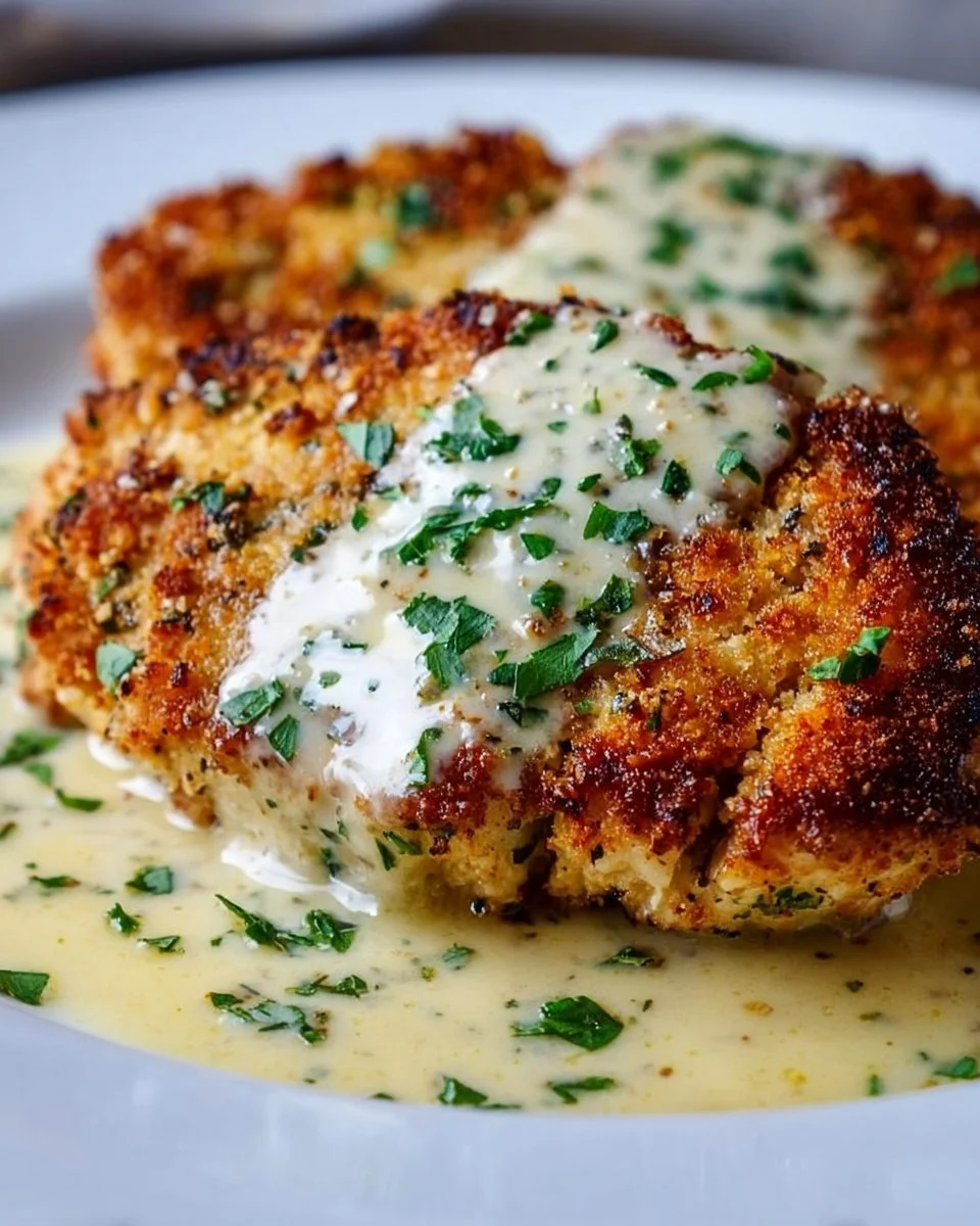 Parmesan Crusted Chicken with Creamy Garlic Sauce – Easy Family Dinner Recipe
