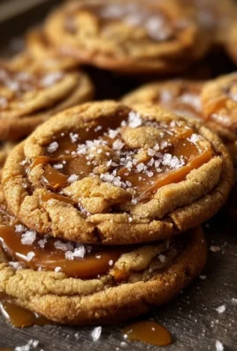 Freshly baked salted caramel cookies on a cooling rack