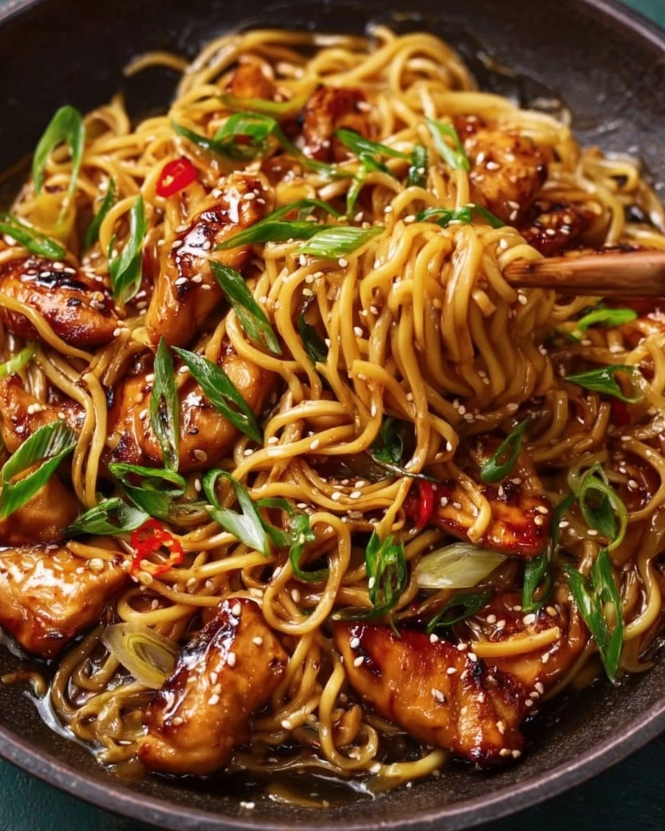 Sticky Garlic Chicken Noodles