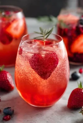 Colorful Valentine's Day Punch in a glass with heart-shaped garnishes